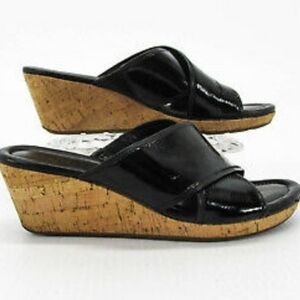 Cole Haan slip on slide black wedge heels sz 8